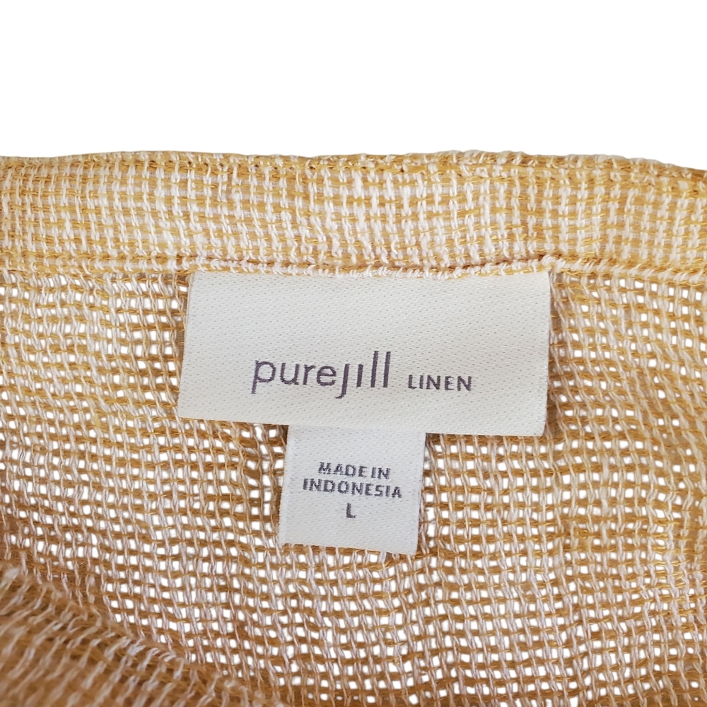 J.Jill Elegant Linen Open Weave Beige Women's Top - Picture 9 of 14